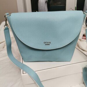 Guess Reversible Tote Bag Colorblock Green & Light Blue
